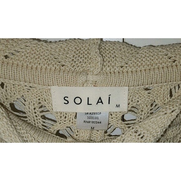 Solai The Label Women Pull On Crochet Pant Beige Sz M boho Beach Wideleg Comfort - Picture 6 of 14